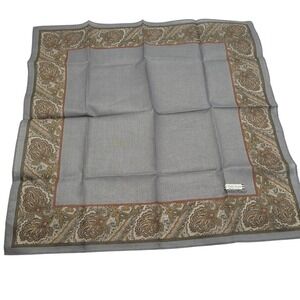 Moulin Rouge Grey Paisley Cotton Pocket Square Handkerchief Made in Japan